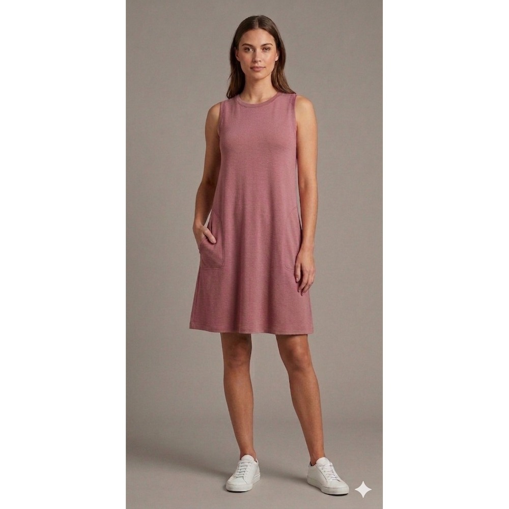 Woolx Clara Dress Women Medium Pink Merino Wool Blend Sleeveless Pockets Luxury